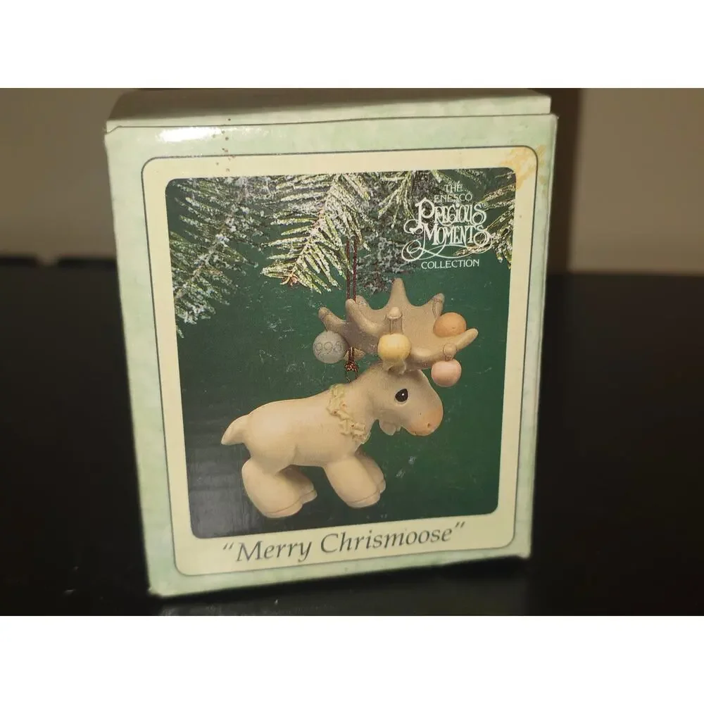 Precious Moments Merry Chrismoose Ornament 1995 Enesco Reindeer w Box